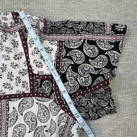 Jones New York Womens 3X Multicolor Paisley Patchwork Tunic Blouse Short Sleeve - Picture 13 of 14